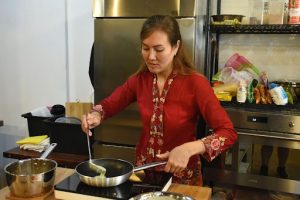 A woman cooking
